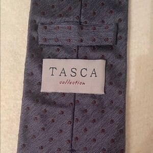 Tasha 100% Silk Gray Tie with Brown Dots